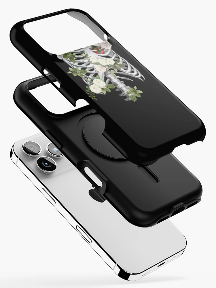Thumbnail 2 of 4, iPhone Case, Anatomy-Ribcage-Rib-Cageskeleton-White-Roses designed and sold by samekleek.