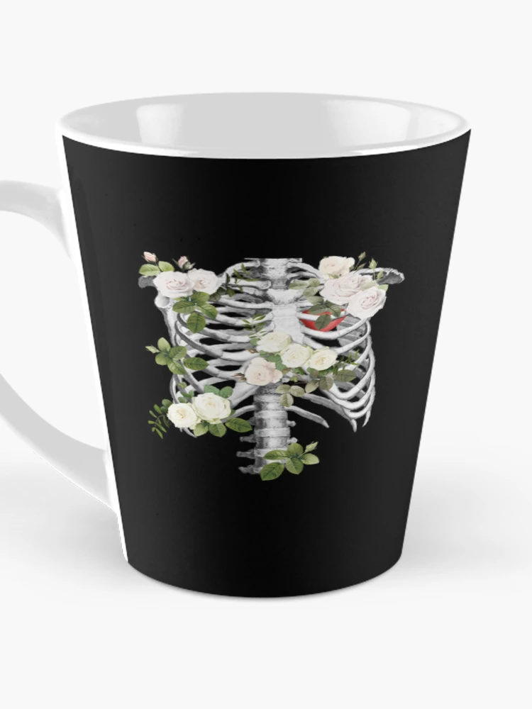 Thumbnail 3 of 4, Coffee Mug, Anatomy-Ribcage-Rib-Cageskeleton-White-Roses designed and sold by samekleek.