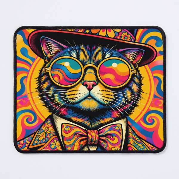 Item preview, Psychedelic Cat in a Top Hat designed and sold by orange-grape.
