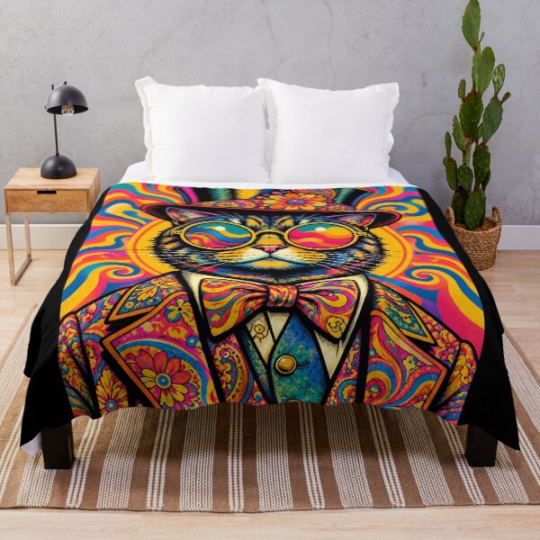 Item preview, Psychedelic Cat in a Top Hat designed and sold by orange-grape.