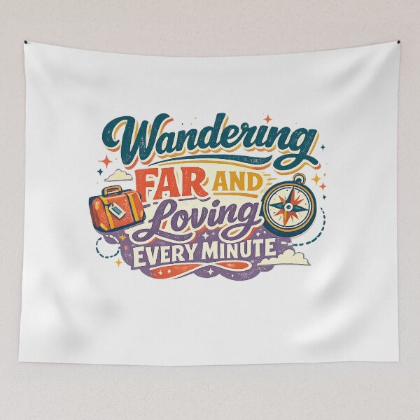 Item preview, Wandering Far and Loving Every Minute Retro Travel Adventure Design designed and sold by inkoutninja.