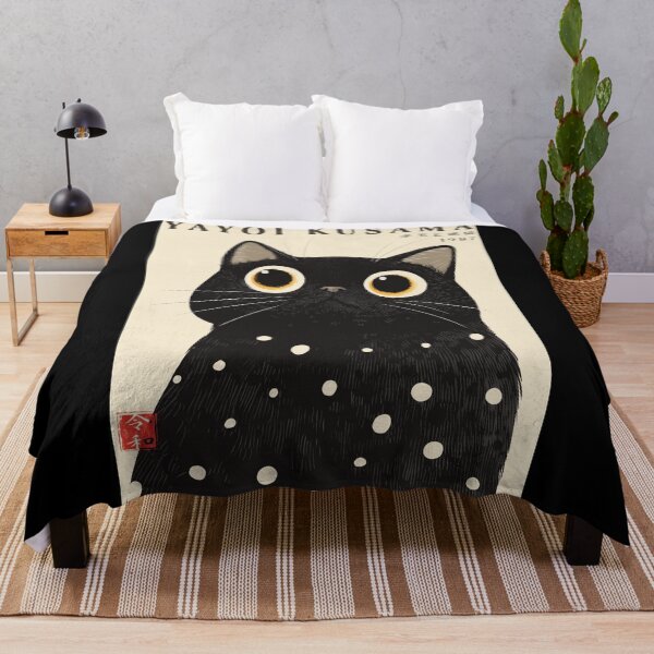 Item preview, Inspired by Yayoi Kusama Black Cat Poster, 1987 Polka Dot Cat Art Print, Japanese Modern Wall Decor designed and sold by MorningJoco.