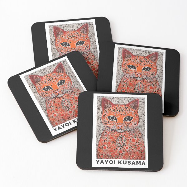 Item preview, Inspired by Yayoi Kusama Orange Cat Poster, Polka Dot Cat Face Art Print, Japanese Modern Wall Decor designed and sold by MorningJoco.