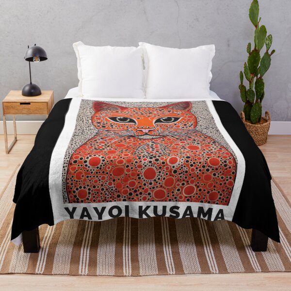 Item preview, Inspired by Yayoi Kusama Orange Cat Poster, Polka Dot Cat Face Art Print, Japanese Modern Wall Decor designed and sold by MorningJoco.