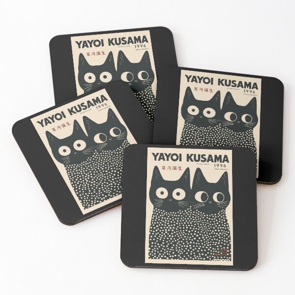 Item preview, Inspired by Yayoi Kusama Twin Black Cats Poster, 1996 Polka Dot Cats Art Print, Japanese Modern Wall Decor designed and sold by MorningJoco.