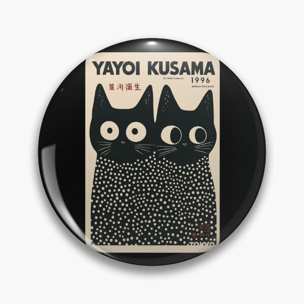 Item preview, Inspired by Yayoi Kusama Twin Black Cats Poster, 1996 Polka Dot Cats Art Print, Japanese Modern Wall Decor designed and sold by MorningJoco.