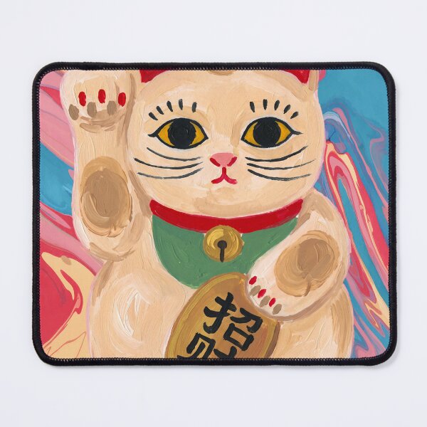Item preview, Maneki Neko Lucky Cat on Marbled Background designed and sold by Fani*.