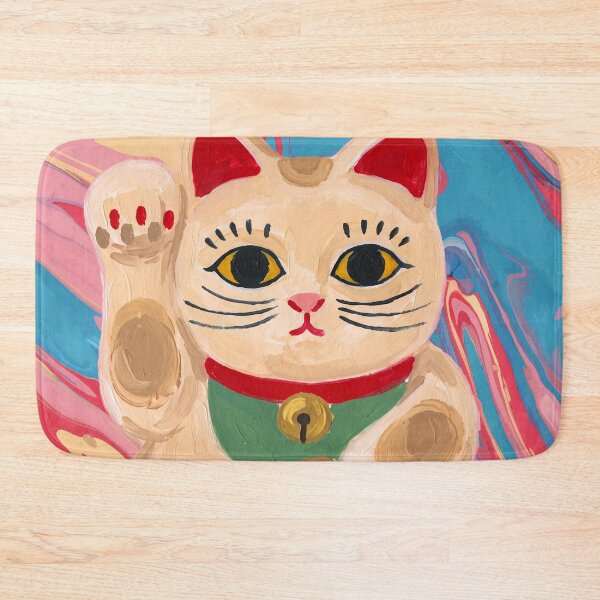 Item preview, Maneki Neko Lucky Cat on Marbled Background designed and sold by Fani*.