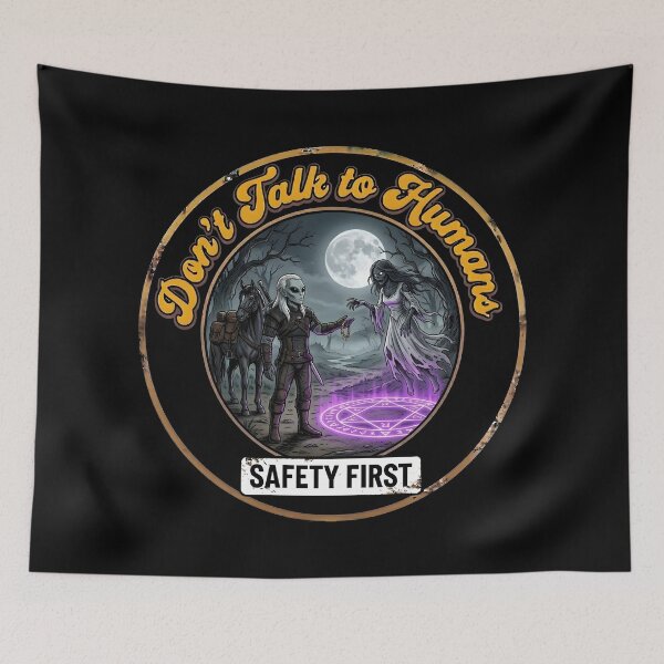 Item preview, Sci Fi Retro White Wolf Medieval Monster Hunter Floating Ghost Specter Magic Purple Light Comic designed and sold by AeroCodeDesigns.