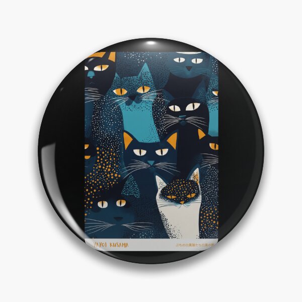 Item preview, Inspired by Yayoi Kusama Blue Black Cats Poster, Polka Dot Cats Group Art Print, Japanese Modern Wall Decor designed and sold by HappyGrandmaUB.