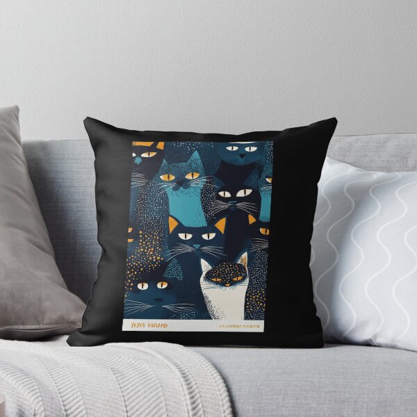 Item preview, Inspired by Yayoi Kusama Blue Black Cats Poster, Polka Dot Cats Group Art Print, Japanese Modern Wall Decor designed and sold by HappyGrandmaUB.