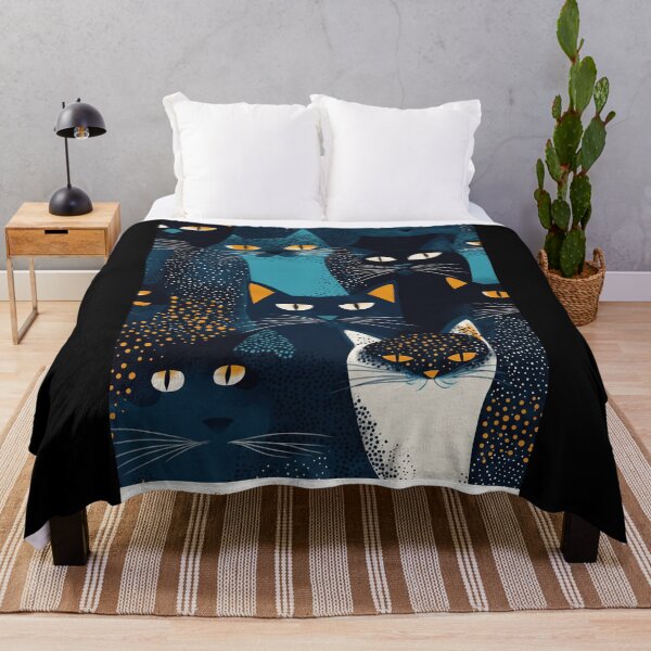 Item preview, Inspired by Yayoi Kusama Blue Black Cats Poster, Polka Dot Cats Group Art Print, Japanese Modern Wall Decor designed and sold by HappyGrandmaUB.