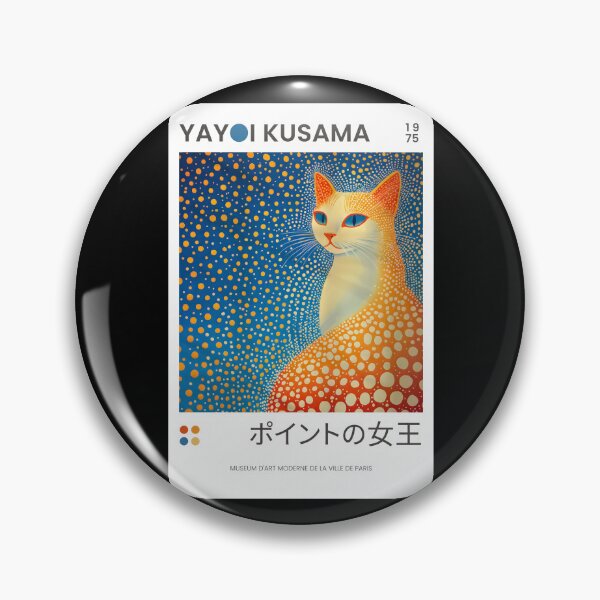 Item preview, Inspired by Yayoi Kusama Orange Cat Poster, 1975 Queen of Dots Art Print, Polka Dot Cat Wall Decor designed and sold by HappyGrandmaUB.
