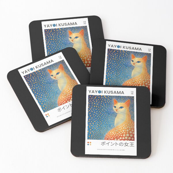 Item preview, Inspired by Yayoi Kusama Orange Cat Poster, 1975 Queen of Dots Art Print, Polka Dot Cat Wall Decor designed and sold by HappyGrandmaUB.