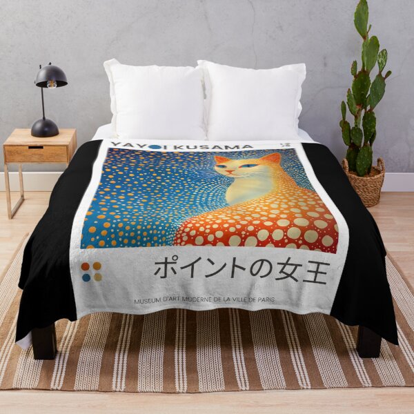 Item preview, Inspired by Yayoi Kusama Orange Cat Poster, 1975 Queen of Dots Art Print, Polka Dot Cat Wall Decor designed and sold by HappyGrandmaUB.