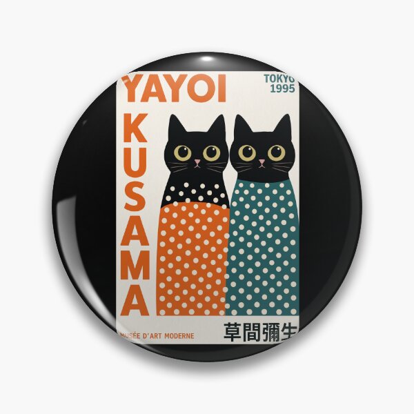 Item preview, Inspired by Yayoi Kusama Twin Cats Poster, Tokyo 1995 Art Print, Polka Dot Cats Wall Decor designed and sold by HappyGrandmaUB.