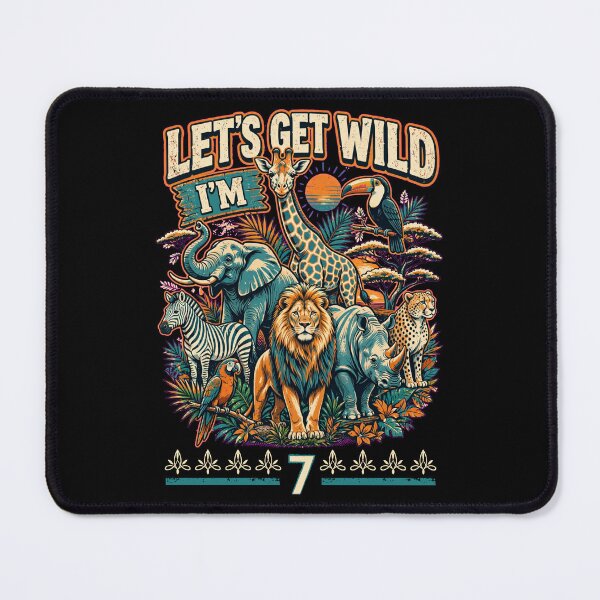 Item preview, Let's Get Wild I'm 7 – Cute Safari Animal Birthday Design for Kids designed and sold by Teetreasure2.