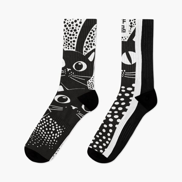 Item preview, Inspired by Yayoi Kusama Black White Cats Poster, Japan Exhibition Art Print, Polka Dot Cats Wall Decor designed and sold by scrambledpeg.