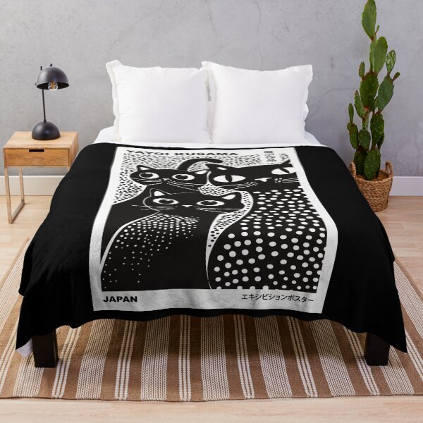 Item preview, Inspired by Yayoi Kusama Black White Cats Poster, Japan Exhibition Art Print, Polka Dot Cats Wall Decor designed and sold by scrambledpeg.