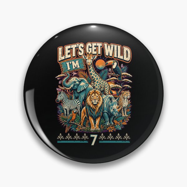 Item preview, Let's Get Wild I'm 7 – Cute Safari Animal Birthday Design for Kids designed and sold by Teetreasure2.