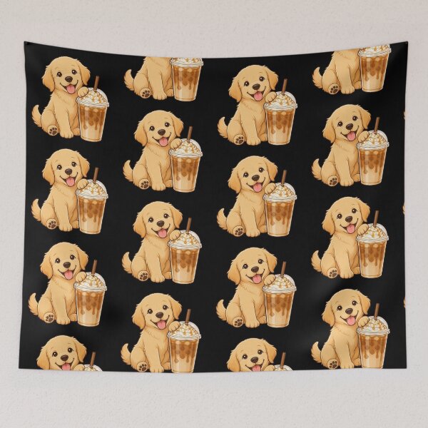 Item preview, Cute Golden Retriever with Iced Coffee designed and sold by creativerooney.