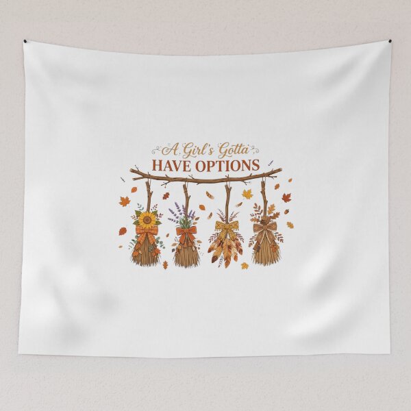Item preview, A Girls Gotta Have Options - Fall Witch Brooms Autumn Halloween Shirt designed and sold by OmniaRozza.