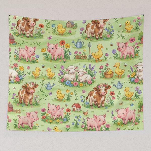 Item preview, Cute Baby Farm Animals Meadow Nursery Bedding Seamless Pattern designed and sold by Shivora Studio.