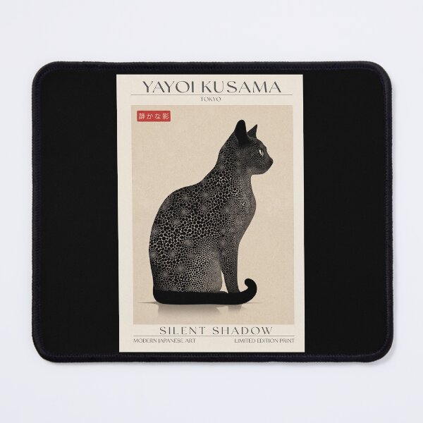 Item preview, Yayoi Kusama Black Cat Poster "Silent Shadow" Polka Dot Japanese Canvas Print Modern Art Wall Decor designed and sold by scrambledpeg.