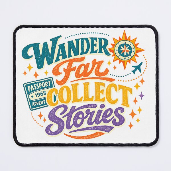 Item preview, Wander Far Collect Stories Retro Travel Passport Adventure Typography designed and sold by inkoutninja.
