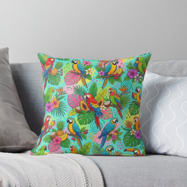 Item preview, Vibrant Tropical Parrots Exotic Fruits Jungle Seamless Pattern designed and sold by Shivora Studio.