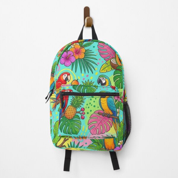Item preview, Vibrant Tropical Parrots Exotic Fruits Jungle Seamless Pattern designed and sold by Shivora Studio.