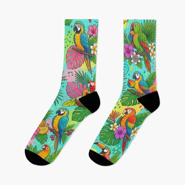 Item preview, Vibrant Tropical Parrots Exotic Fruits Jungle Seamless Pattern designed and sold by Shivora Studio.