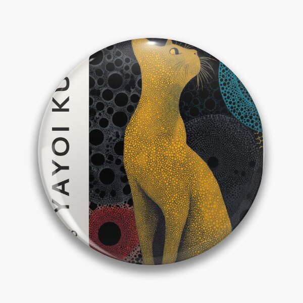 Item preview, Yayoi Kusama Yellow Cat Poster "Golden Starlight" Polka Dot Japanese Canvas Print Modern Art Wall Decor designed and sold by MagicatcoArt.