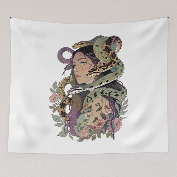 Item preview, Serpent Empress – Medusa Botanical Portrait Tee  designed and sold by HexOne.