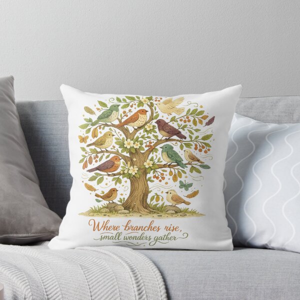 Item preview, Where Branches Rise Small Wonders Gather Bird Tree Cottagecore Nature Design designed and sold by inkoutninja.