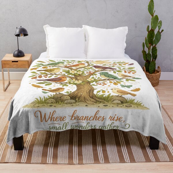 Item preview, Where Branches Rise Small Wonders Gather Bird Tree Cottagecore Nature Design designed and sold by inkoutninja.