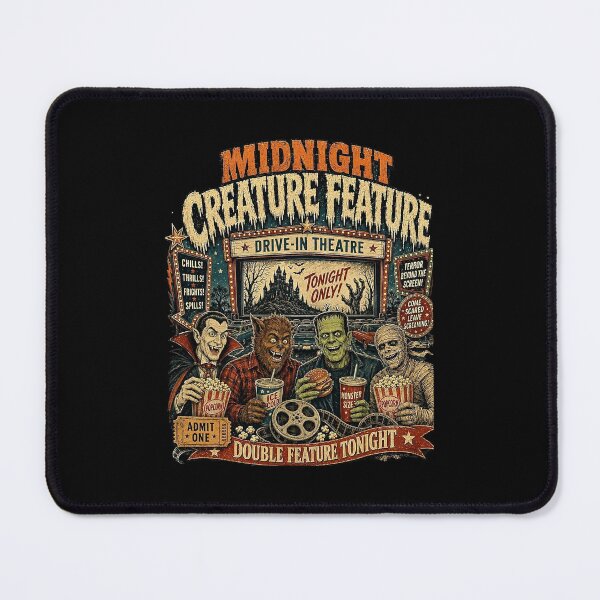 Item preview, Midnight Creature Feature Vintage Halloween Horror Movie Night designed and sold by barrycantre11.