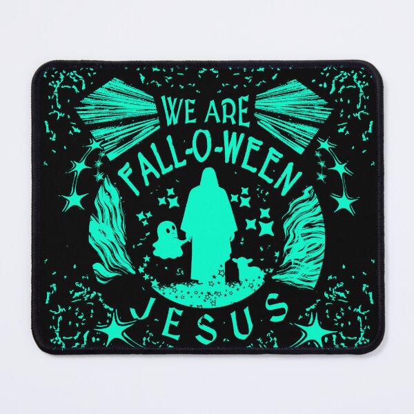 Item preview, We Are Fall-O-Ween with Jesus | Ghost and Lamb Christian Design | Electric green Cyan designed and sold by ZechJohnRB.