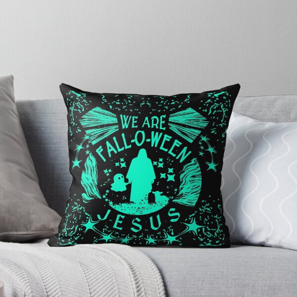 Item preview, We Are Fall-O-Ween with Jesus | Ghost and Lamb Christian Design | Electric green Cyan designed and sold by ZechJohnRB.