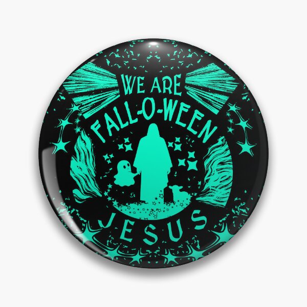 Item preview, We Are Fall-O-Ween with Jesus | Ghost and Lamb Christian Design | Electric green Cyan designed and sold by ZechJohnRB.