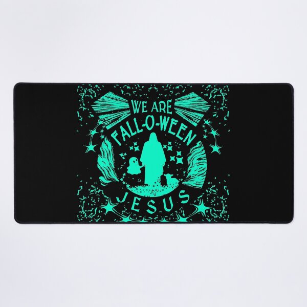 Item preview, We Are Fall-O-Ween with Jesus | Ghost and Lamb Christian Design | Electric green Cyan designed and sold by ZechJohnRB.