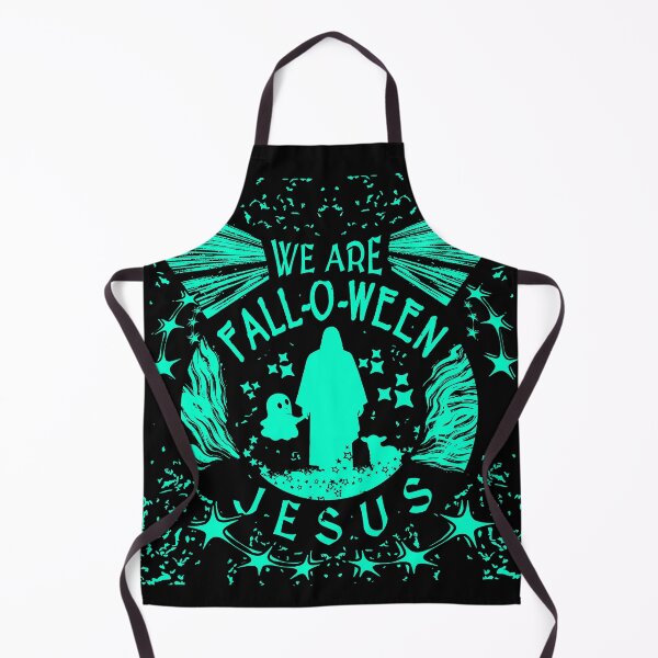 Item preview, We Are Fall-O-Ween with Jesus | Ghost and Lamb Christian Design | Electric green Cyan designed and sold by ZechJohnRB.