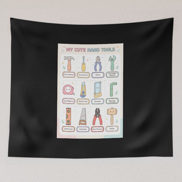 Item preview, Cute Kawaii Hand Tools Educational Pattern Chart Art designed and sold by bvdesignart.