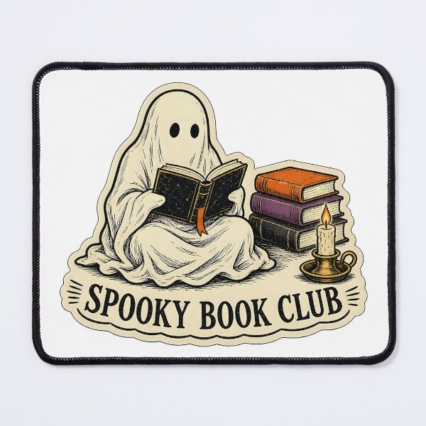 Item preview, Spooky Book Club Sheet Ghost Vintage Bookplate Art designed and sold by RobinHoodShirts.