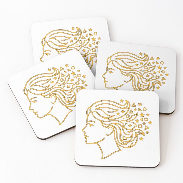 Item preview, Celestial Girl Profile Minimalist Gold Line Art Dark Violet designed and sold by ModdiesColors.