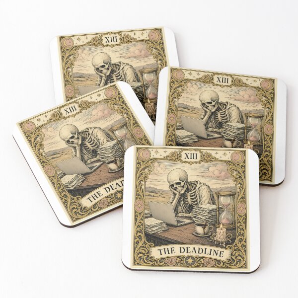 Item preview, The Deadline Skeleton Tarot Card Vintage Dark Humor designed and sold by RobinHoodShirts.