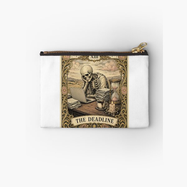 Item preview, The Deadline Skeleton Tarot Card Vintage Dark Humor designed and sold by RobinHoodShirts.