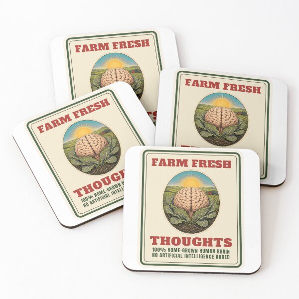 Item preview, Farm Fresh Thoughts Anti AI Brain Vintage Crate Label designed and sold by RobinHoodShirts.