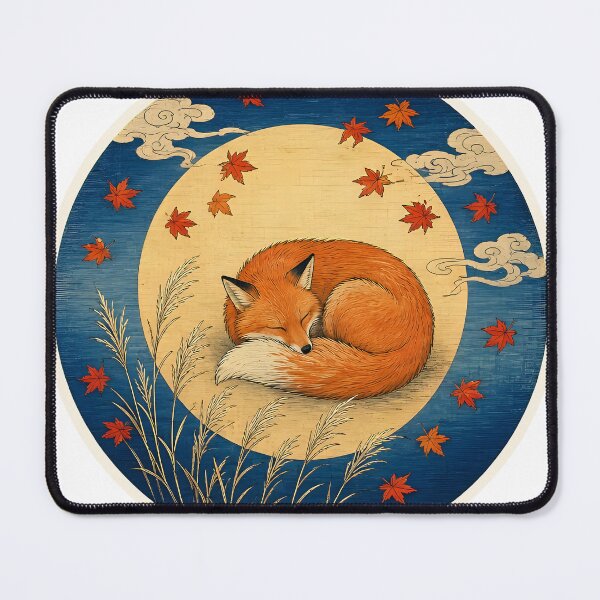 Item preview, Sleeping Fox Harvest Moon Japanese Woodblock Ukiyo-e designed and sold by RobinHoodShirts.