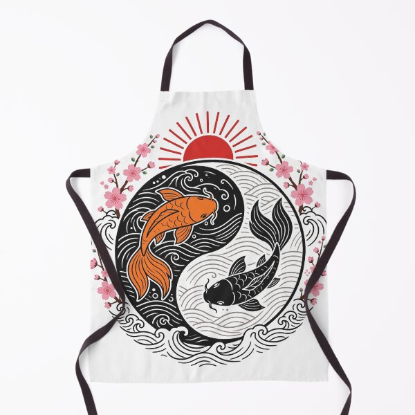Item preview, Japanese Koi Fish Yin Yang Cherry Blossom Waves designed and sold by RobinHoodShirts.